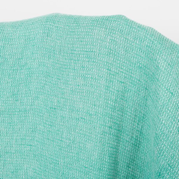 Tissu de lin gaufré vert turquoise vif, lavé – Image 2