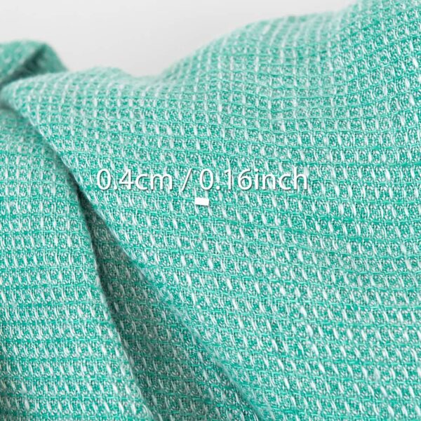 Tissu de lin gaufré vert turquoise vif, lavé – Image 4