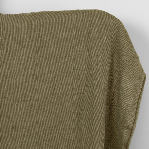 Tissu de lin brun mousse rayé, lavé