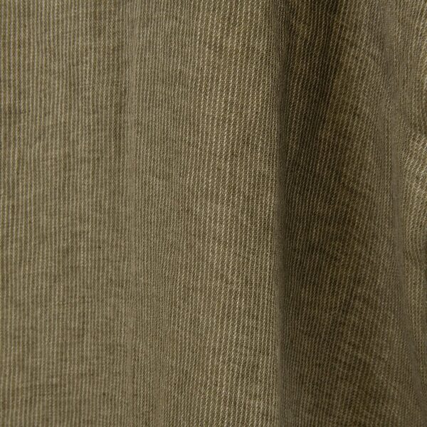 Tissu de lin brun mousse rayé, lavé – Image 5