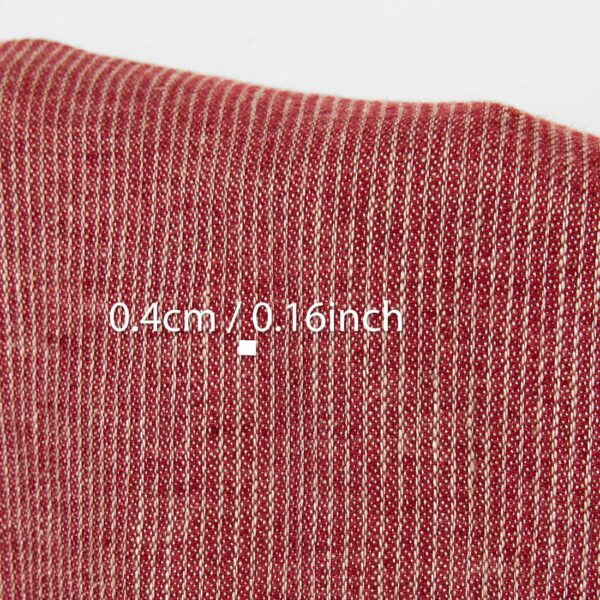 Tissu de lin rouge vin rayé, lavé – Image 4