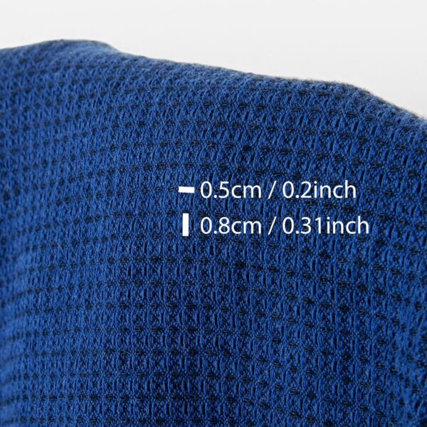 Tissu de lin coton laine gaufré bleu foncé et noir, lavé – Image 4
