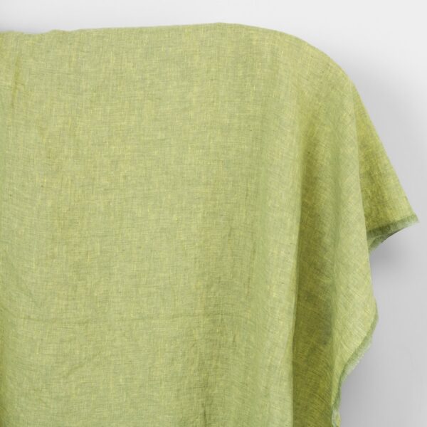Tissu de lin mélangé jaune clair et vert, lavé