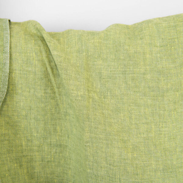 Tissu de lin mélangé jaune clair et vert, lavé – Image 2