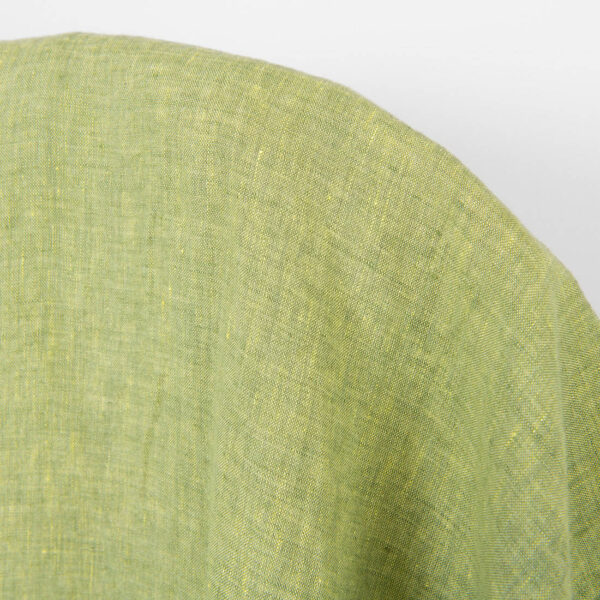 Tissu de lin mélangé jaune clair et vert, lavé – Image 3
