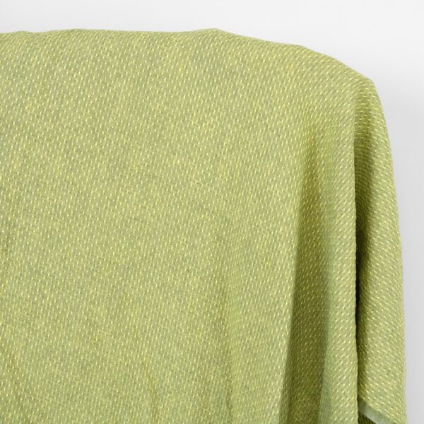 Tissu de lin jaune clair et vert à pois, lavé