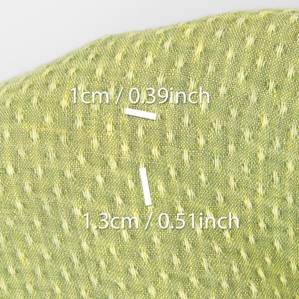 Tissu de lin jaune clair et vert à pois, lavé – Image 4