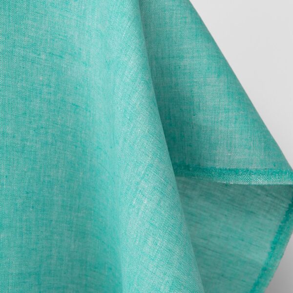 Tissu en lin uni vert turquoise vif – Image 2