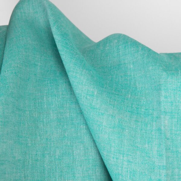 Tissu en lin uni vert turquoise vif – Image 4