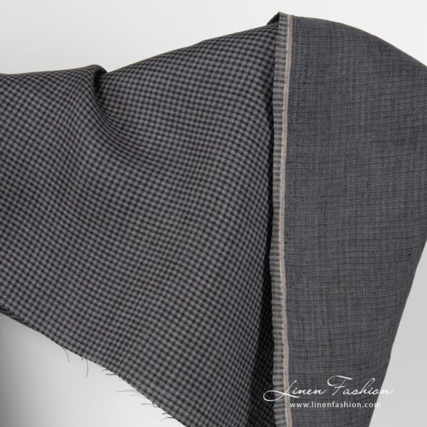 Tissu de lin à carreaux noir/gris
