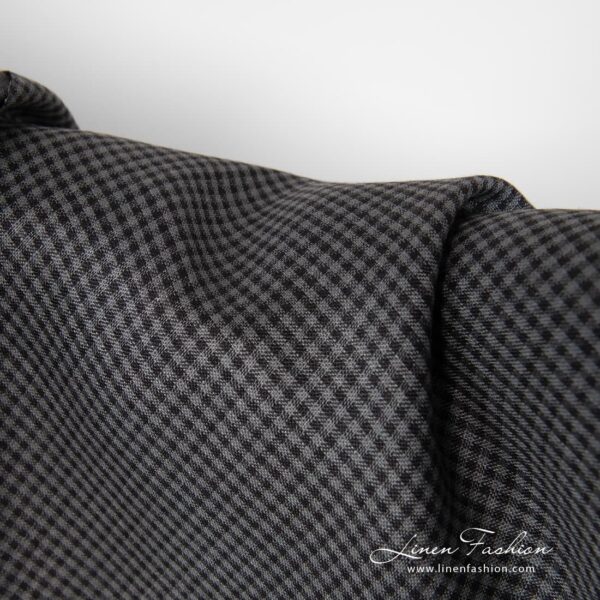 Tissu de lin à carreaux noir/gris – Image 4
