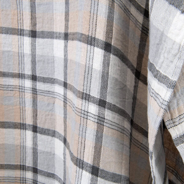 Heavy linen fabric checked light and dark grey ,washed, heavy weight