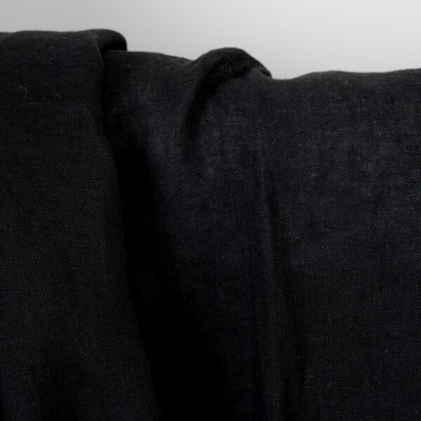 Linen fabric sheer black, plain weave