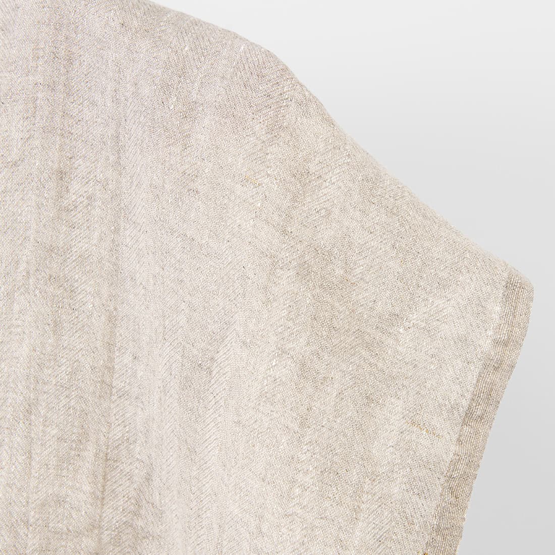 Tissu en lin blanc avec chevrons non teints, lavé 2 Linen fabric white with undyed herringbone, beige colour