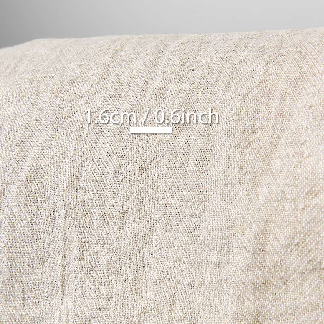 Tissu en lin blanc avec chevrons non teints, lavé 4 Linen fabric white with undyed herringbone, with measurements