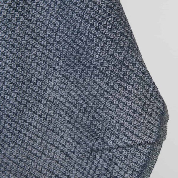 Tissu en lin losanges bleu foncé et gris – Image 2