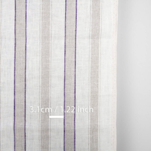 Narrow striped off-white linen fabric
