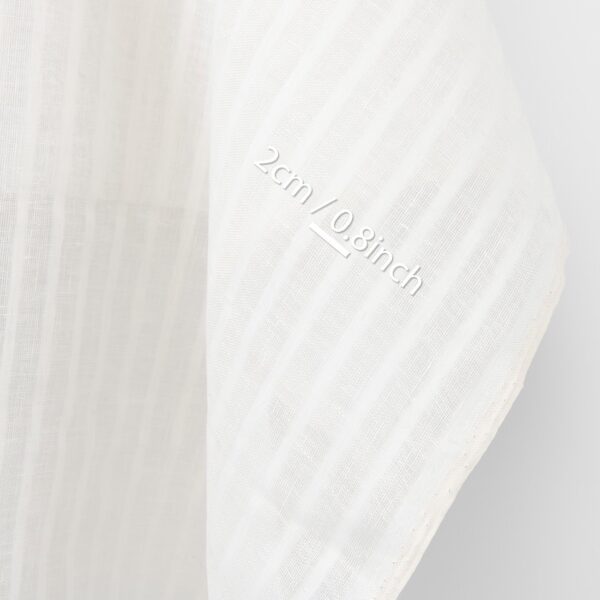 Linen fabric striped off-white, with measurements