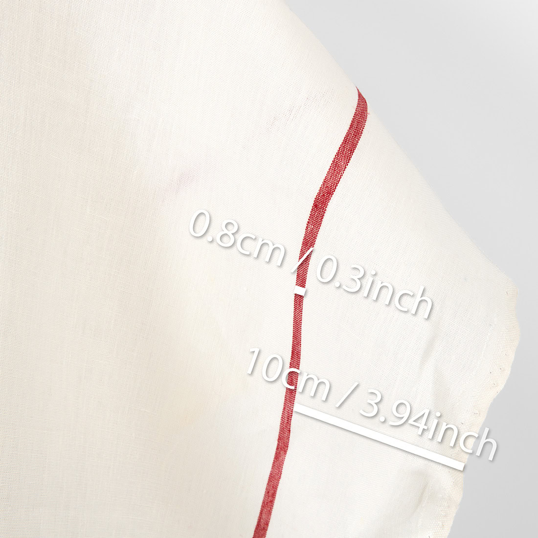 Tissu en lin uni blanc cassé à rayures rouges 3 Linen fabric plain off-white with red stripes, heavy fabric
