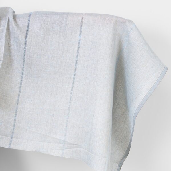 Linen fabric blue and natural with stripes