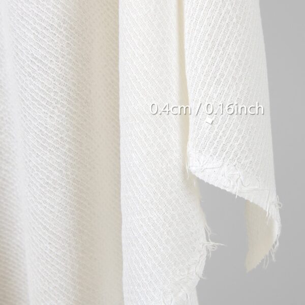 Linen cotton fabric white textured honeycomb, with measurements