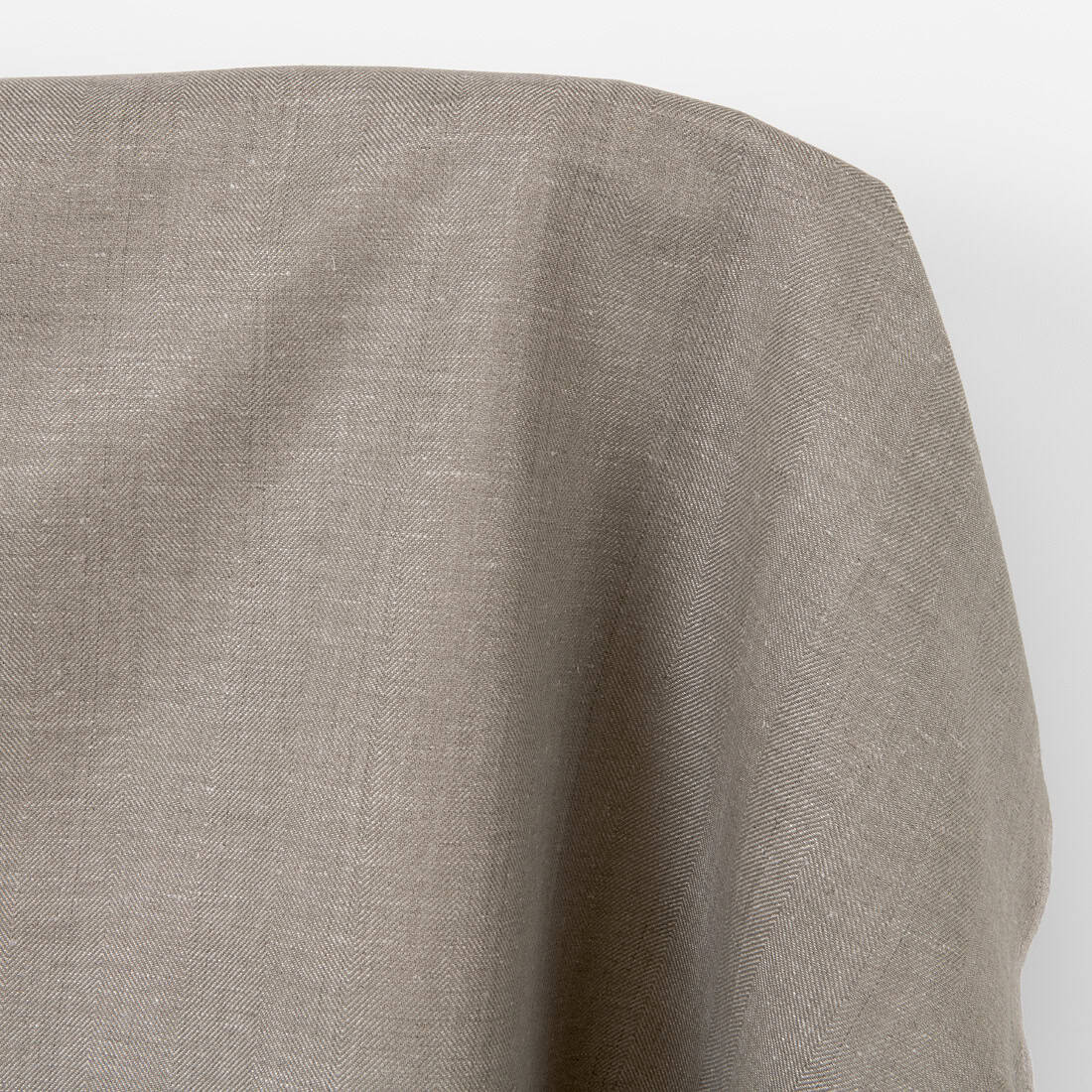 Tissu lin coton beige foncé et chevrons non teint 2 Linen cotton fabric dark beige and undyed herringbone, medium weight