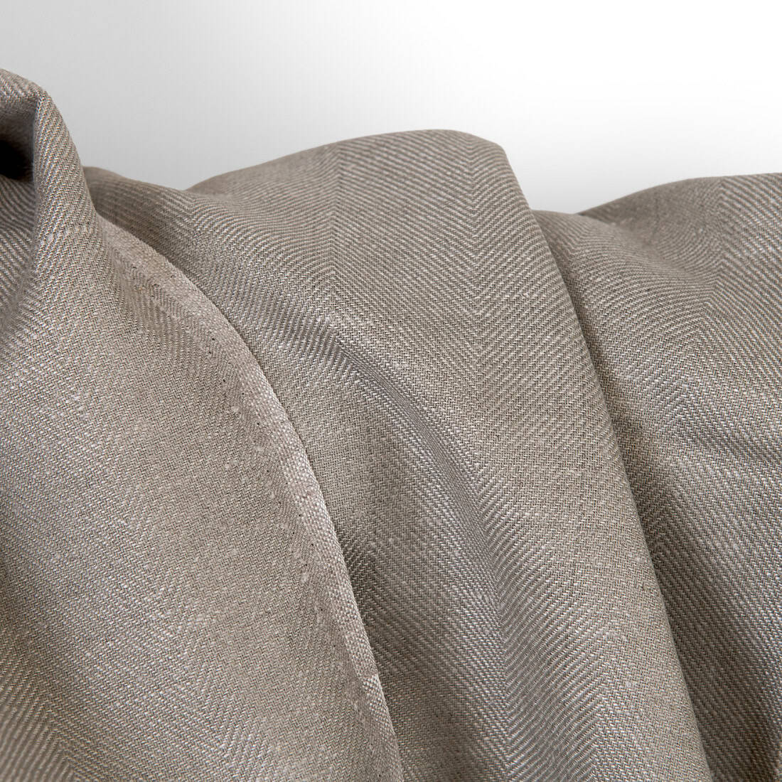 Tissu lin coton beige foncé et chevrons non teint 4 Linen cotton fabric dark beige and undyed herringbone, 150cm width