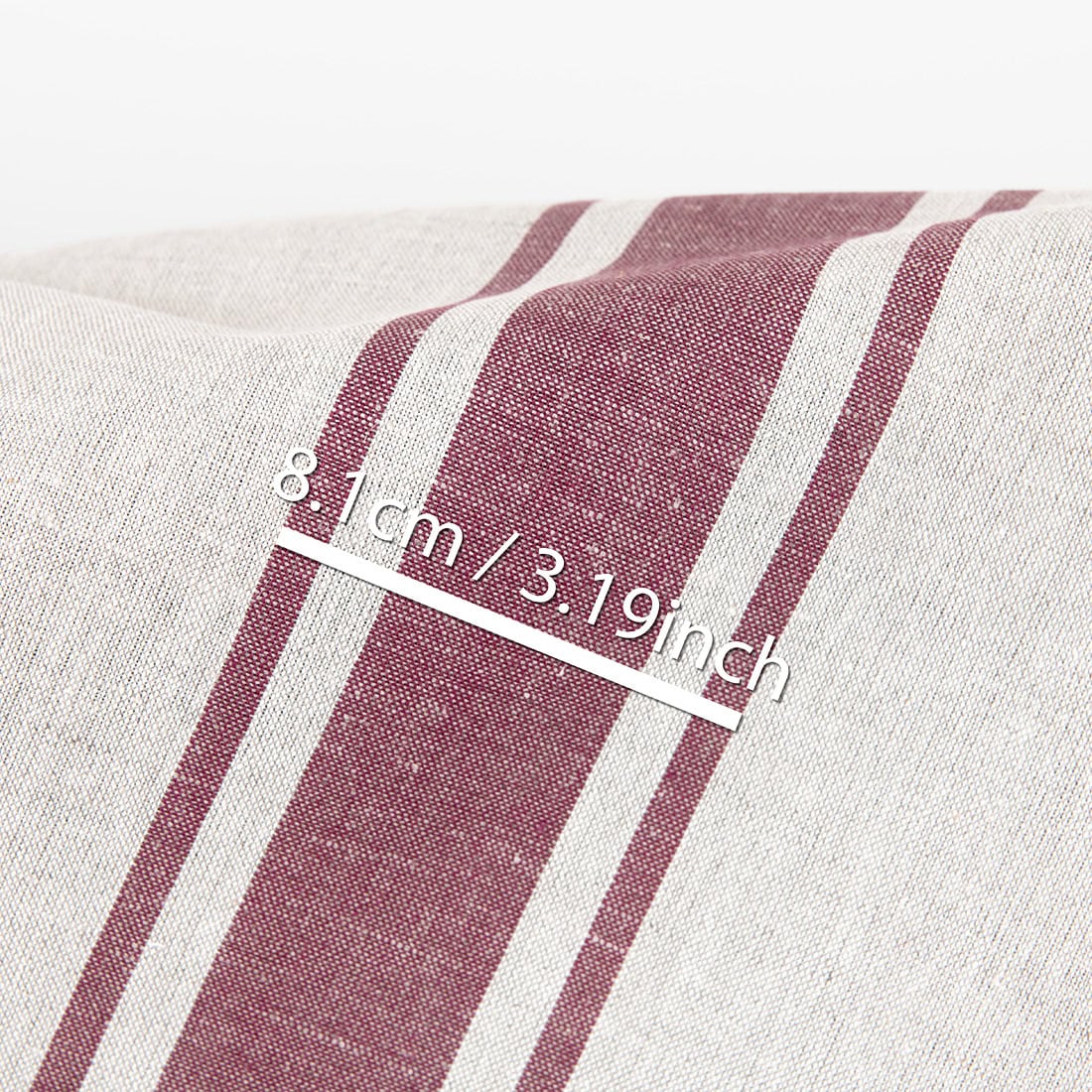 Tissu lin et coton beige à rayures marron 4 Linen cotton fabric beige with brown stripes, with measurements
