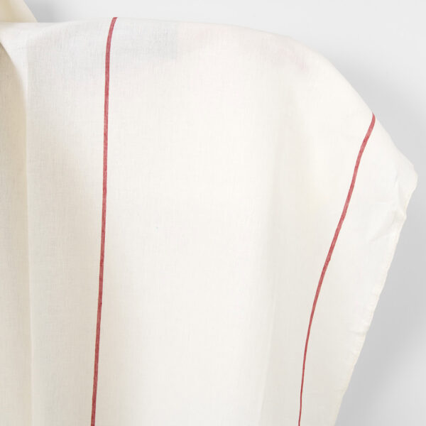 Tissu en lin uni blanc cassé à rayures rouges