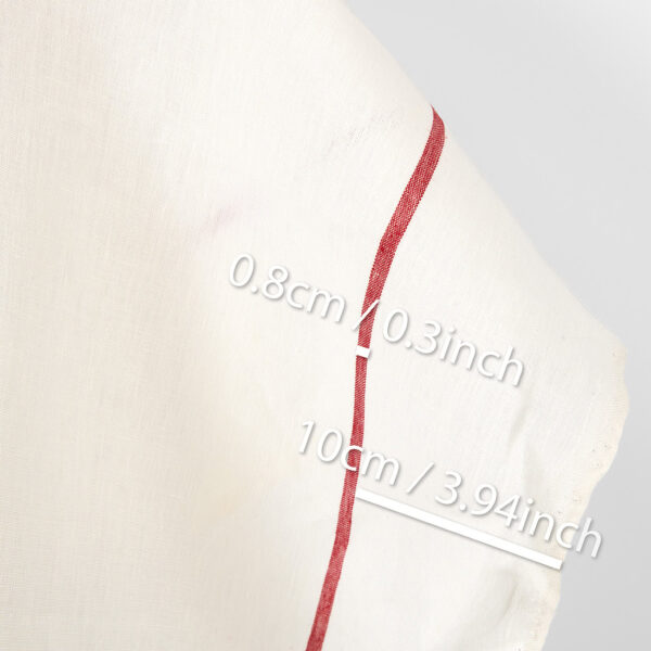 Tissu en lin uni blanc cassé à rayures rouges – Image 3
