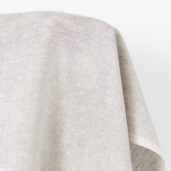 Tissu en lin léger chiné naturel et blanc – Image 2