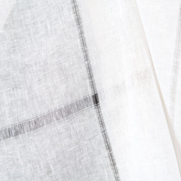 Tissu en lin blanc optique à grands carreaux – Image 4
