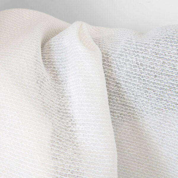 Tissu lin coton blanc texturé nid d'abeille – Image 3