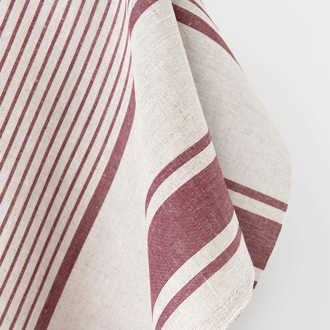 Tissu lin et coton beige à rayures marron 2 Tissu lin et coton beige à rayures marron – Image 2