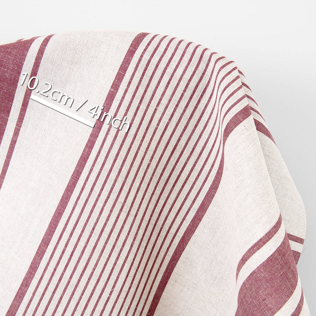 Tissu lin et coton beige à rayures marron 3 Tissu lin et coton beige à rayures marron – Image 3
