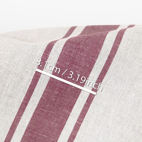 Tissu lin et coton beige à rayures marron – Image 4