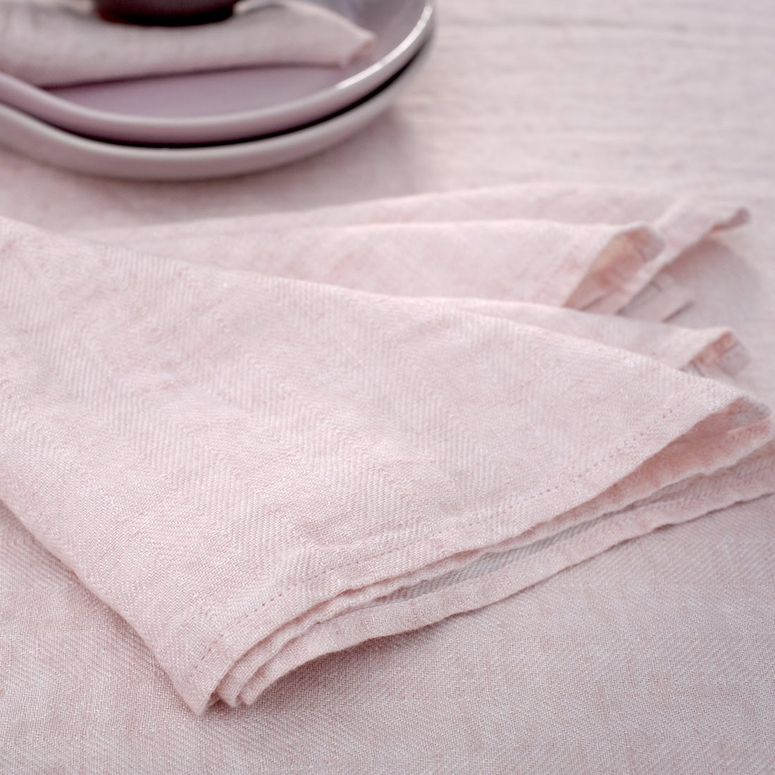 BONA Serviette de table rose 1 Pink linen napkin