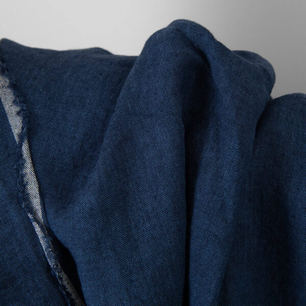 Tissu de lin lavé bleu foncé – Image 3