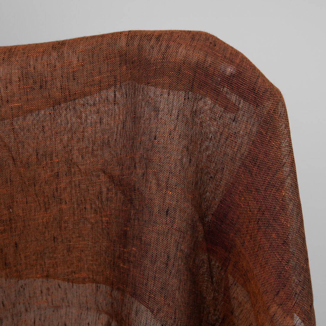 Tissu de lin transparent de couleur orange et noire 2 Linen fabric orange and black, sheer transparent