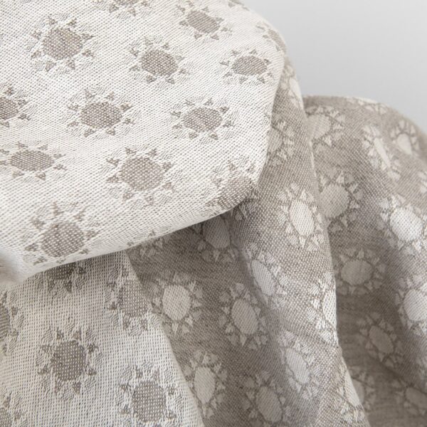 Linen cotton fabric, natural and white, jacquard
