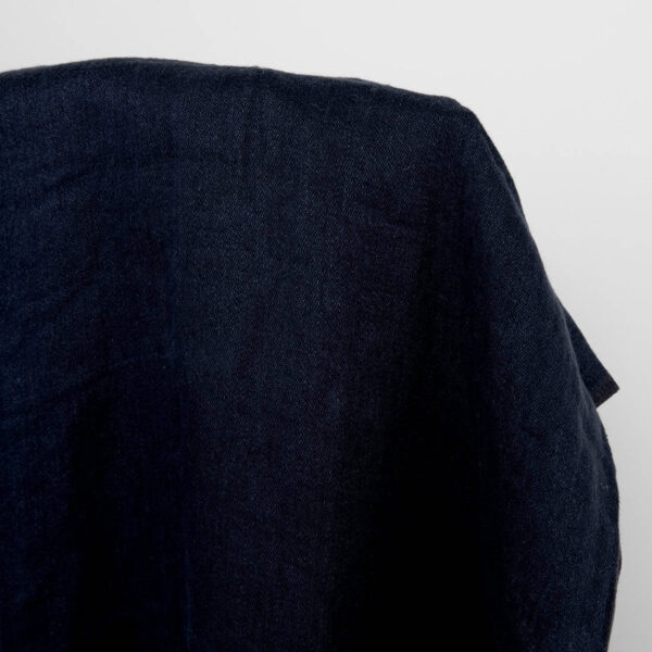 Washed satin linen fabric black blue