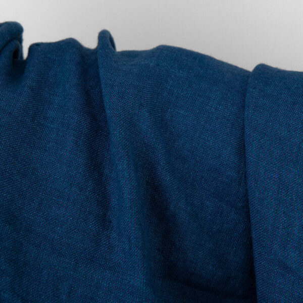 Deep blue and turquoise linen fabric, pure linen