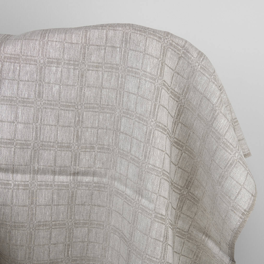 Tissu en pur lin à motifs 1 Linen fabric natural and white checks