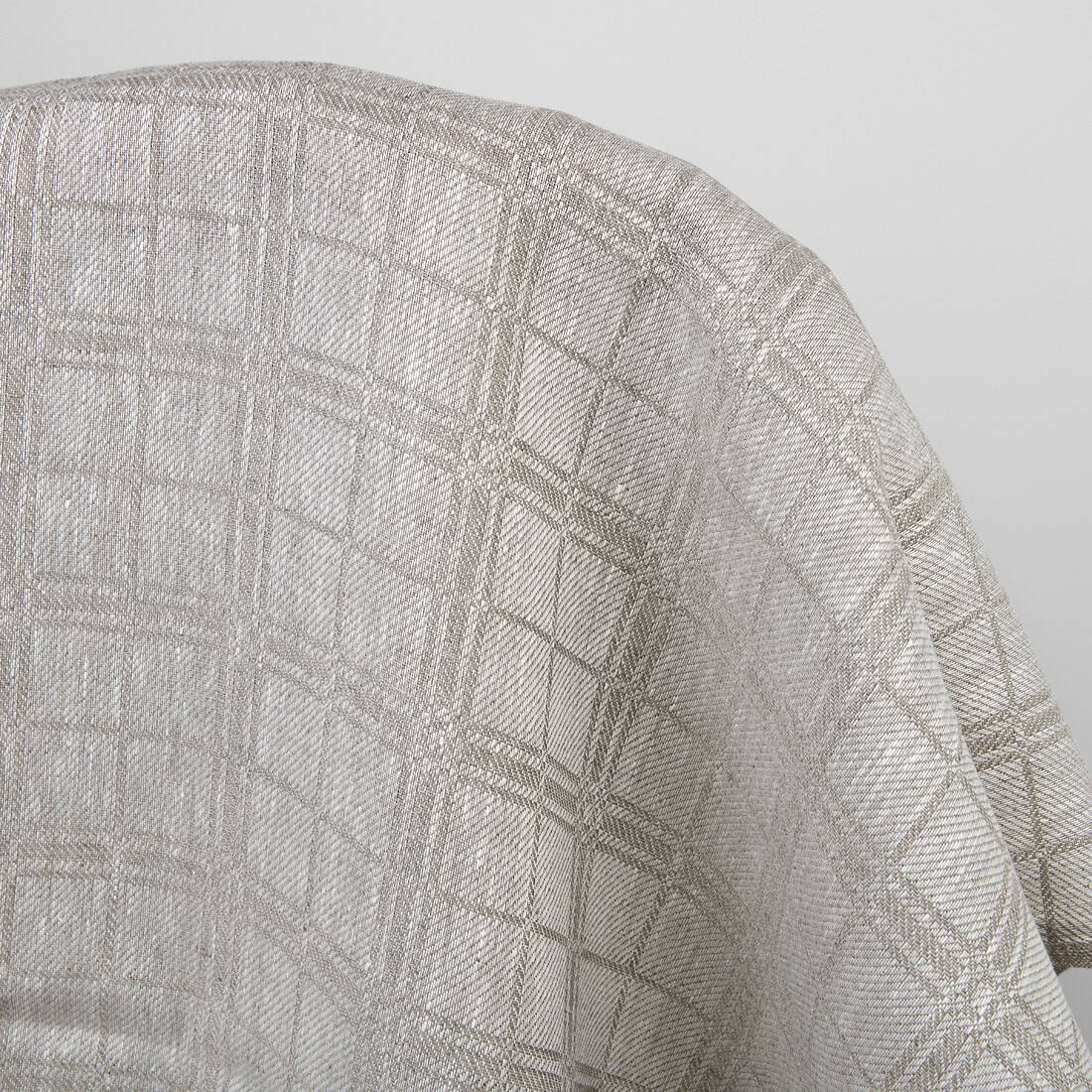 Tissu en pur lin à motifs 2 Linen fabric natural and white checks, twill weave