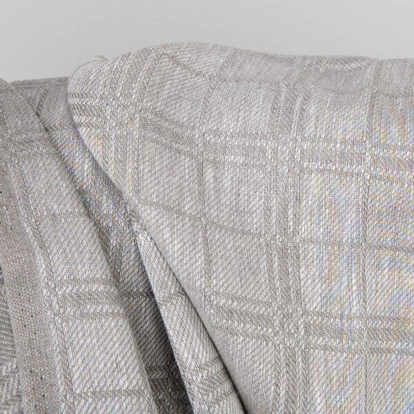 Linen fabric natural and white checks