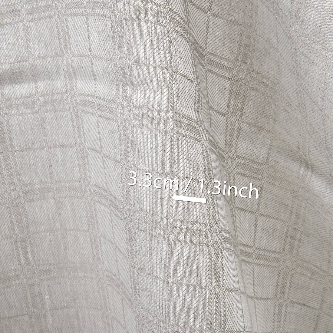 Tissu en pur lin à motifs 4 Linen fabric natural and white checks, with measurements