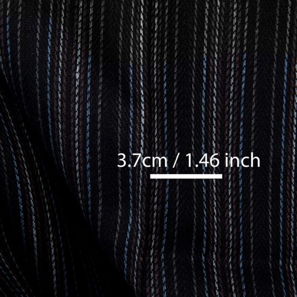 Black striped linen fabric, with measurements