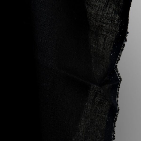Black linen fabric, plain weave
