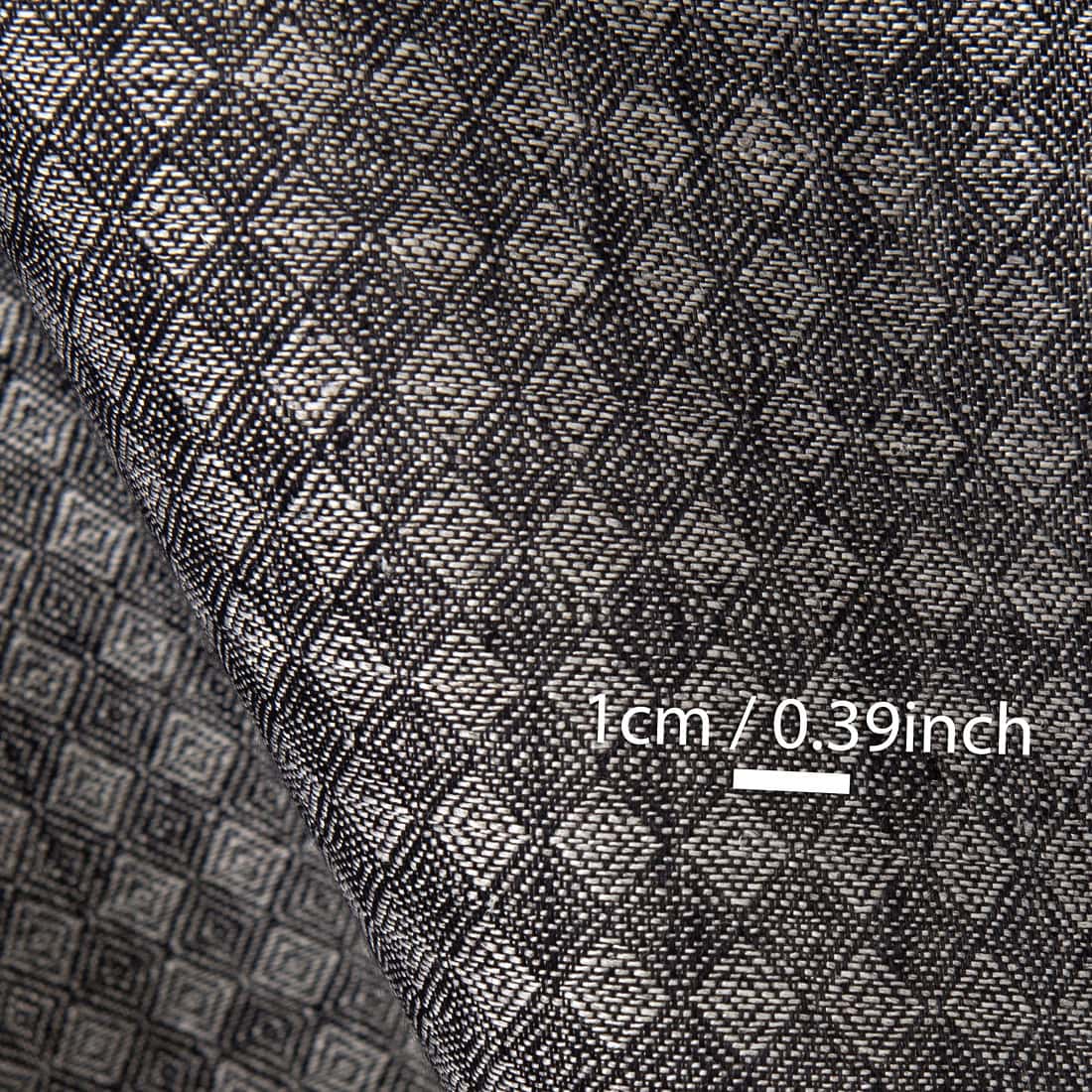 Tissu de lin à motifs de diamants, noir et gris 4 Black and grey linen fabric, with measurements