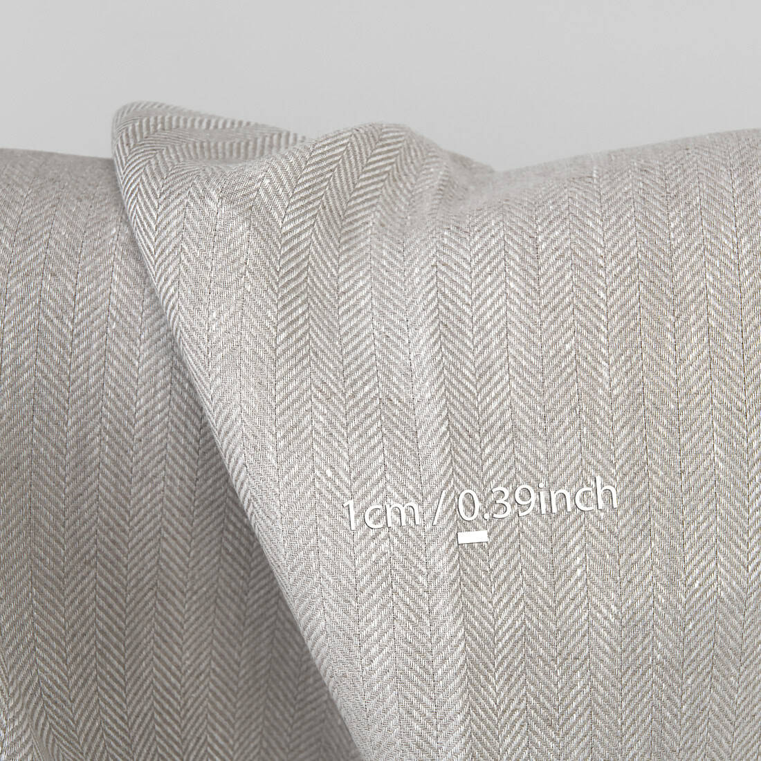 Tissu de lin à chevrons gris clair 3 Beige linen fabric, with measurements